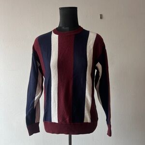 zara man mens striped sweater navy red white fits like